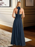 Averi A-Line Halter Floor-Length Bridesmaid Dress With Ruffle STAP0013059