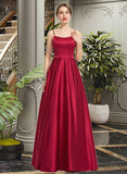 Ciara A-Line Square Neckline Floor-Length Satin Bridesmaid Dress STAP0013060