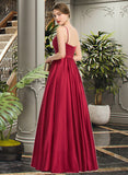 Ciara A-Line Square Neckline Floor-Length Satin Bridesmaid Dress STAP0013060