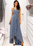 Nicola A-LineV-neckAsymmetricalChiffonBridesmaidDressWithRuffleBow(s)#251387 STAP0013061