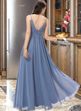 Rachel A-line V-Neck Floor-Length Chiffon Bridesmaid Dress STAP0013063