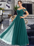 Lucinda A-Line V-neck Floor-Length Bridesmaid Dress With Ruffle STAP0013072