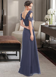 Malia A-Line V-neck Floor-Length Bridesmaid Dress With Ruffle STAP0013074