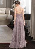 Adalyn A-Line V-neck Floor-Length Bridesmaid Dress With Split Front STAP0013075