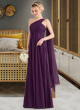 Kailey A-line One Shoulder Floor-Length Chiffon Bridesmaid Dress With Ruffle STAP0013078