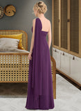 Kailey A-line One Shoulder Floor-Length Chiffon Bridesmaid Dress With Ruffle STAP0013078