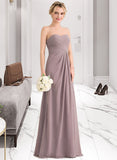 Haylee A-Line Sweetheart Floor-Length Chiffon Bridesmaid Dress With Ruffle Split Front STAP0013079