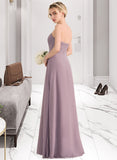 Haylee A-Line Sweetheart Floor-Length Chiffon Bridesmaid Dress With Ruffle Split Front STAP0013079