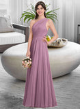 Jessica A-line One Shoulder Floor-Length Chiffon Bridesmaid Dress With Ruffle STAP0013080