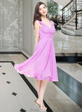 Mariela A-Line V-neck Knee-Length Chiffon Bridesmaid Dress With Ruffle STAP0013081