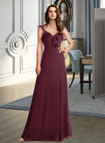 Mallory A-Line V-neck Floor-Length Bridesmaid Dress With Split Front STAP0013083