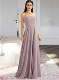 Macie A-Line Strapless Floor-Length Bridesmaid Dress With Split Front STAP0013084