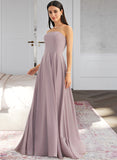 Macie A-Line Strapless Floor-Length Bridesmaid Dress With Split Front STAP0013084