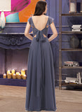 Mary A-Line V-neck Floor-Length Chiffon Bridesmaid Dress With Split Front STAP0013086