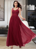 Christina A-Line Sweetheart Floor-Length Chiffon Bridesmaid Dress With Ruffle Pockets STAP0013087