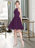 Emilia A-Line Scoop Neck Knee-Length Chiffon Lace Bridesmaid Dress STAP0013090