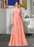 Jaidyn A-Line One-Shoulder Floor-length Chiffon Bridesmaid Dress STAP0013092