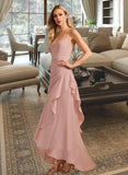 Ursula Trumpet/Mermaid V-neck Asymmetrical Bridesmaid Dress With Ruffle STAP0013094