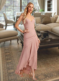 Ursula Trumpet/Mermaid V-neck Asymmetrical Bridesmaid Dress With Ruffle STAP0013094