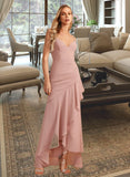 Ursula Trumpet/Mermaid V-neck Asymmetrical Bridesmaid Dress With Ruffle STAP0013094