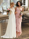 Ursula Trumpet/Mermaid V-neck Asymmetrical Bridesmaid Dress With Ruffle STAP0013094