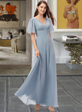 Alani A-Line V-neck Floor-Length Chiffon Bridesmaid Dress STAP0013099