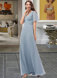 Alani A-Line V-neck Floor-Length Chiffon Bridesmaid Dress STAP0013099