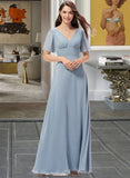 Alani A-Line V-neck Floor-Length Chiffon Bridesmaid Dress STAP0013099