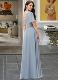 Alani A-Line V-neck Floor-Length Chiffon Bridesmaid Dress STAP0013099