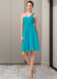 Laney Empire One-Shoulder Knee-Length Chiffon Bridesmaid Dress With Ruffle STAP0013106