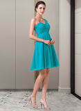 Laney Empire One-Shoulder Knee-Length Chiffon Bridesmaid Dress With Ruffle STAP0013106