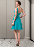 Laney Empire One-Shoulder Knee-Length Chiffon Bridesmaid Dress With Ruffle STAP0013106