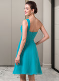 Laney Empire One-Shoulder Knee-Length Chiffon Bridesmaid Dress With Ruffle STAP0013106