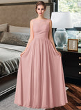 Nellie Chiffon Lace A-Line Floor-length Bridesmaid Dress STAP0013107