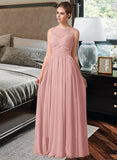 Nellie Chiffon Lace A-Line Floor-length Bridesmaid Dress STAP0013107