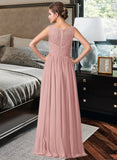 Nellie Chiffon Lace A-Line Floor-length Bridesmaid Dress STAP0013107