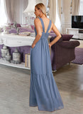 Bailee A-Line V-neck Floor-Length Bridesmaid Dress With Pockets STAP0013108