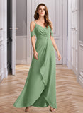 Paloma A-Line V-neck Asymmetrical Bridesmaid Dress With Split Front STAP0013109