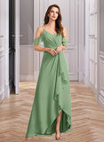 Paloma A-Line V-neck Asymmetrical Bridesmaid Dress With Split Front STAP0013109