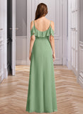 Paloma A-Line V-neck Asymmetrical Bridesmaid Dress With Split Front STAP0013109