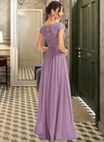 Kaya A-Line V-neck Floor-Length Bridesmaid Dress With Lace STAP0013111