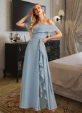 Carolyn A-Line Off-the-Shoulder Floor-Length Bridesmaid Dress With Ruffle Split Front STAP0013116