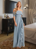 Carolyn A-Line Off-the-Shoulder Floor-Length Bridesmaid Dress With Ruffle Split Front STAP0013116