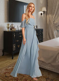 Carolyn A-Line Off-the-Shoulder Floor-Length Bridesmaid Dress With Ruffle Split Front STAP0013116