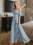 Carolyn A-Line Off-the-Shoulder Floor-Length Bridesmaid Dress With Ruffle Split Front STAP0013116