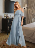 Carolyn A-Line Off-the-Shoulder Floor-Length Bridesmaid Dress With Ruffle Split Front STAP0013116