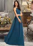 Aliana A-Line Scoop Neck Floor-Length Bridesmaid Dress With Ruffle STAP0013120