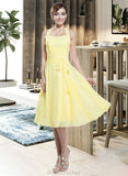 Keira Halter Empire Knee-length Chiffon Bridesmaid Dress With Ruffle Bow(s) STAP0013124