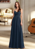 Martha A-Line V-neck Floor-Length Bridesmaid Dress With Lace STAP0013127