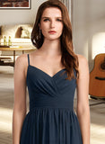 Martha A-Line V-neck Floor-Length Bridesmaid Dress With Lace STAP0013127